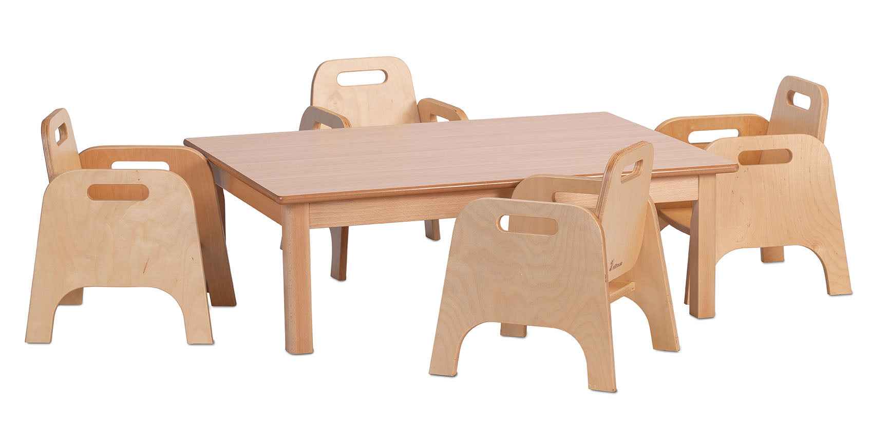 Small Rectangular Table (L960 x W695 x H320mm) plus 4 Sturdy Chairs (H140mm)