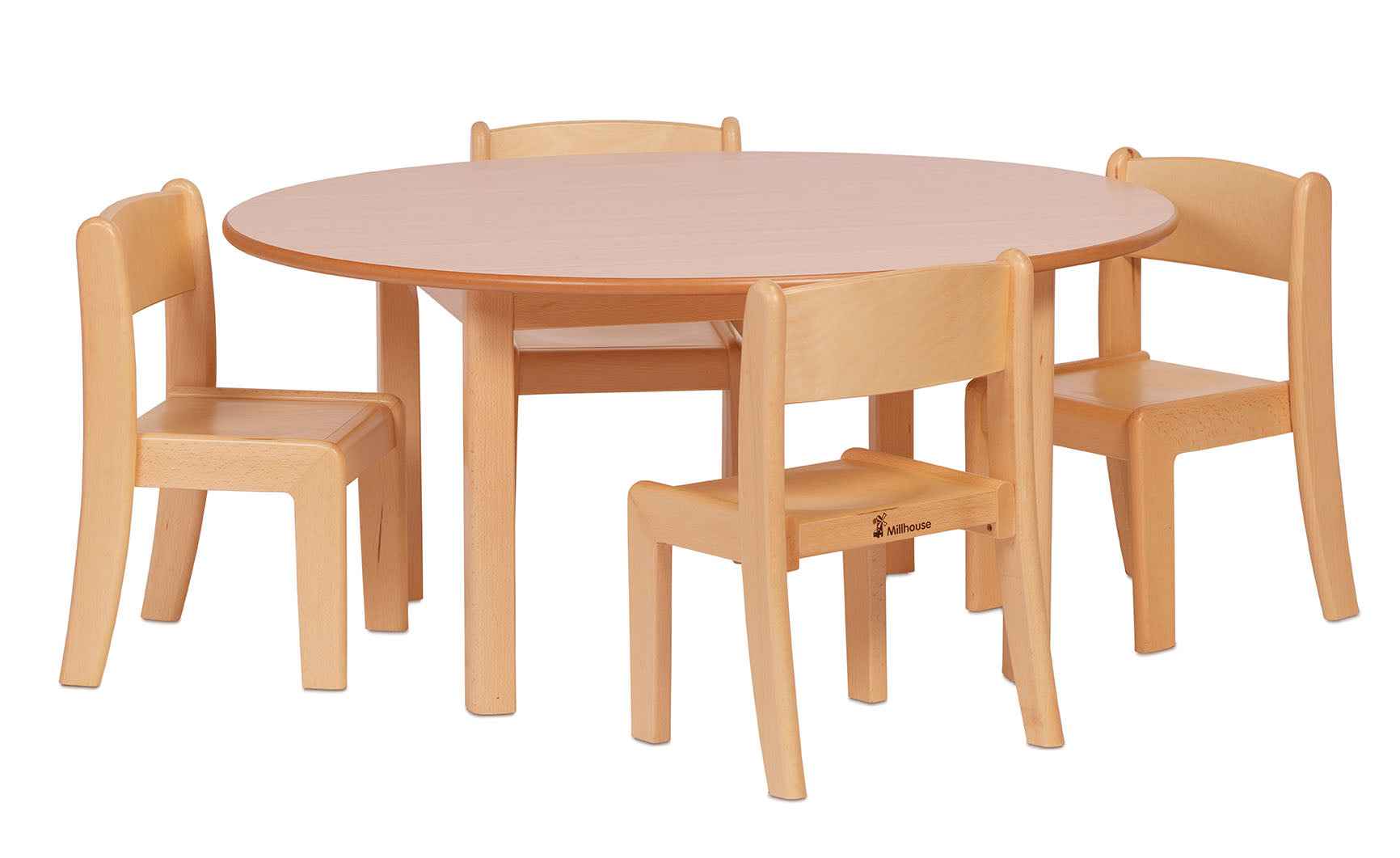 Small Rectangular Table (L960xW695xH400mm) plus 4 Beech Stacking Chairs( H210mm)