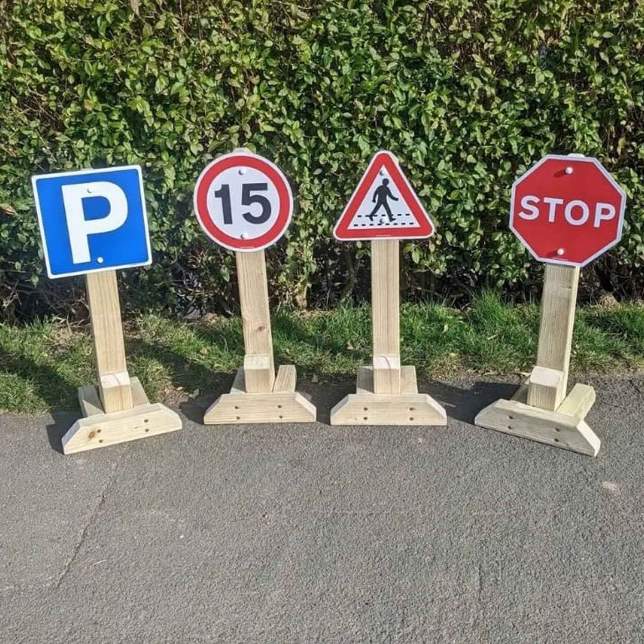 Wooden Road Signs - Set of 4