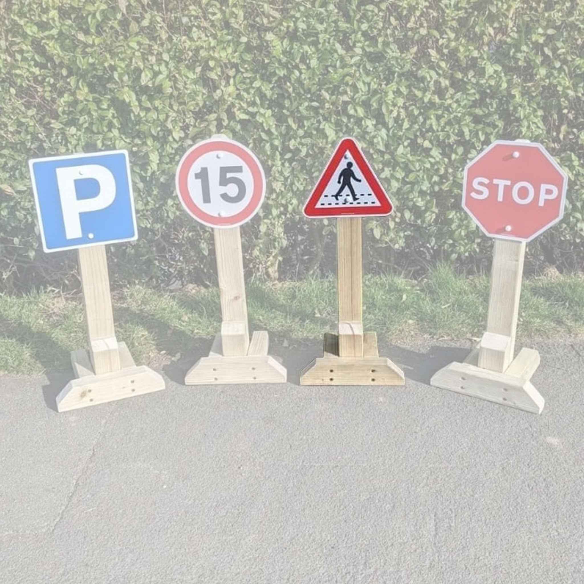 Wooden Road Sign - Pedestrian Crossing