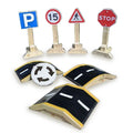 Wooden Road Super Set (3 ramps, 1 roundabout and 4 signs)