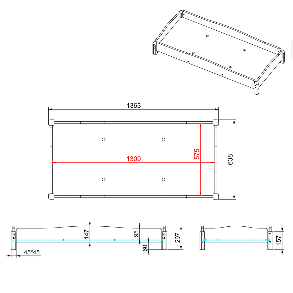 Stackable Wooden Bed (130 cm)