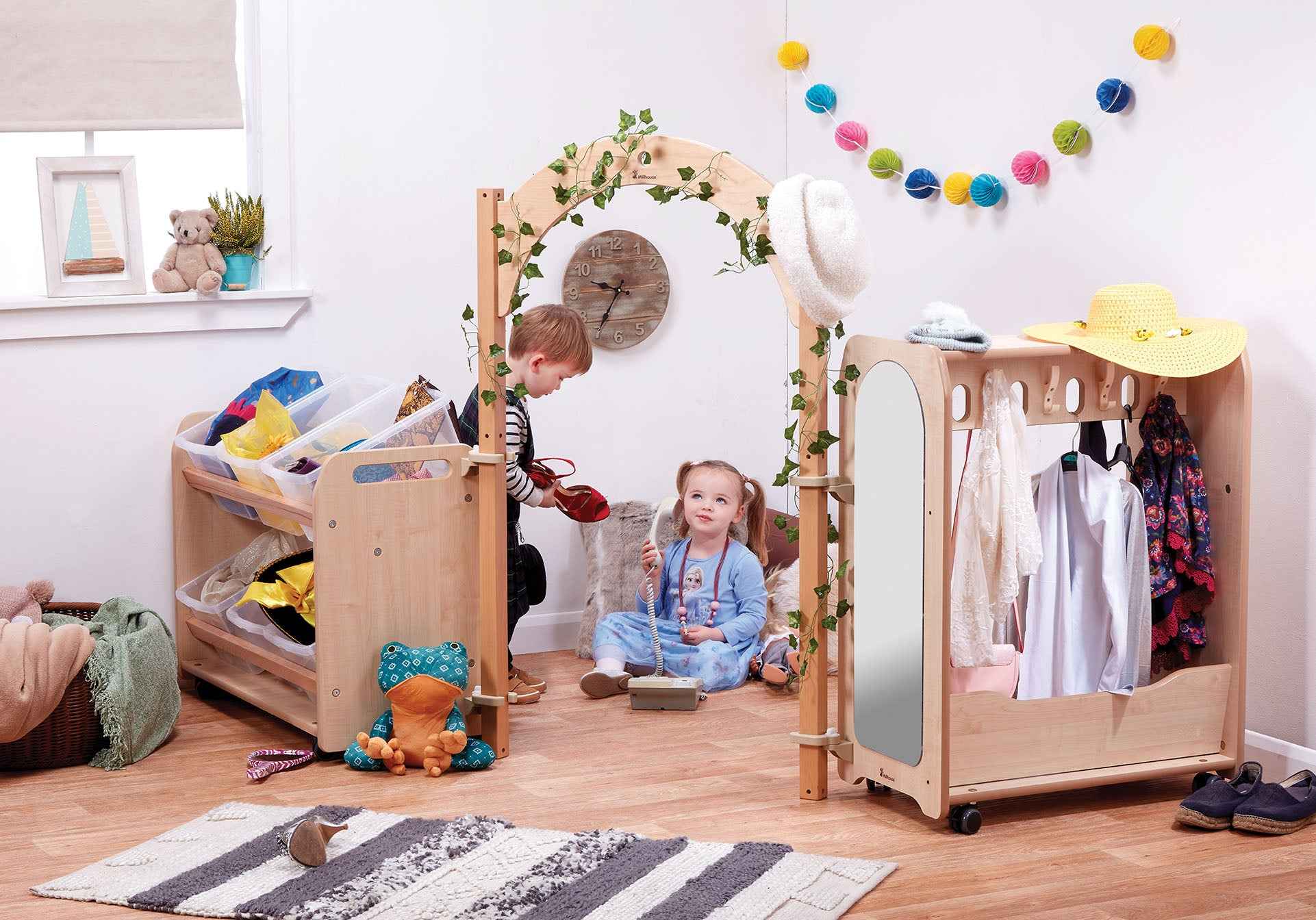 Mini Toddler Dressing Up Zone with Clear Tubs